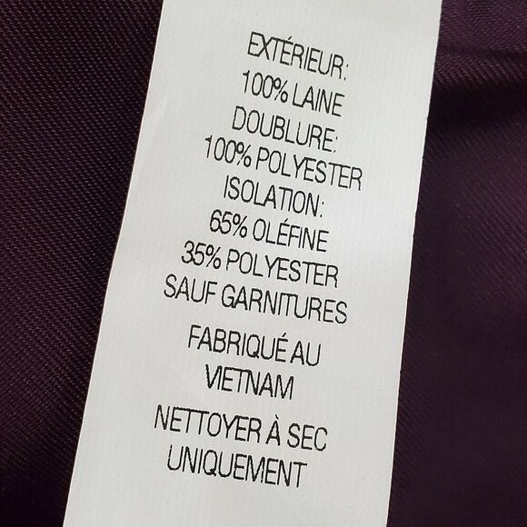 L.L. Bean Womens 6 Petite Bellandi Italian Wool Overcoat Thinsulate Plum Purple - Picture 11 of 11